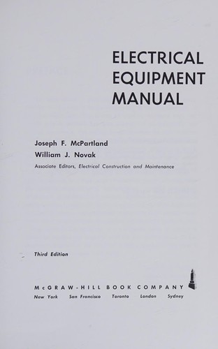 Cover for Electrical equipment manual