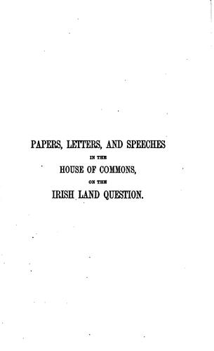 Cover for Papers, Letters, and Speeches in the House of Commons, on the Irish Land Question