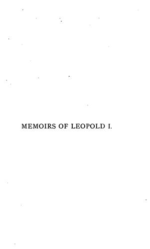 Cover for Memoirs of Leopold i., king of the Belgians