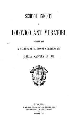 Cover for Scritti inediti di Lodovico Ant.
