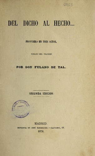 Cover for Del dicho al hecho--