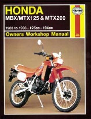 Cover for Honda MBX/MTX125 & MTX200 owners workshop manual