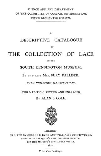 Cover for A descriptive catalogue of the collection of lace ...