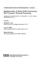 Cover for Fundamentals of beam-solid interactions and transient thermal processing