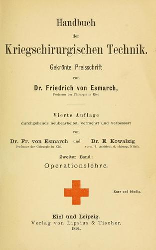 Cover for Handbuch der Kriegschirurgischen Technik