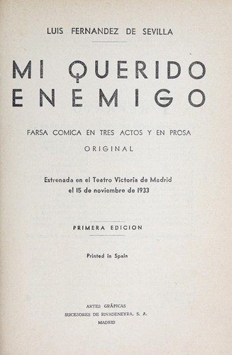 Cover for Mi querido enemigo