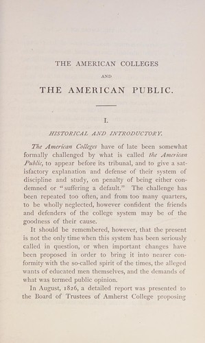 Cover for The American colleges and the American public