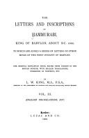 Cover for The letters and inscriptions of Ḥammurabi, King of Babylon, about B.C. 2200