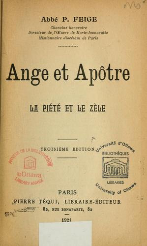Cover for Ange et apôtre