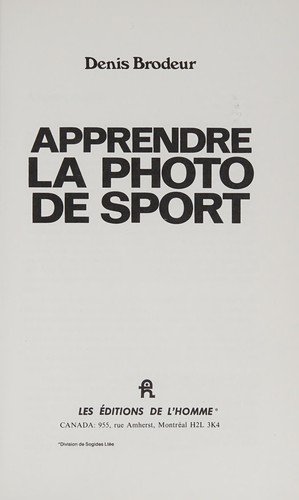 Cover for Apprendre la photo de sport