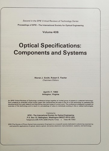 Cover for Optical specifications