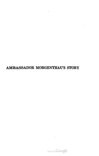 Cover for Ambassador Morgenthau's Story