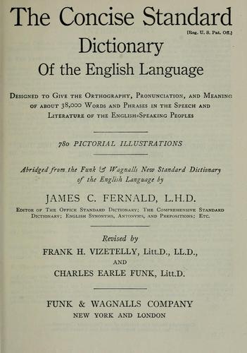 Cover for The concise Standard dictionary of the English language