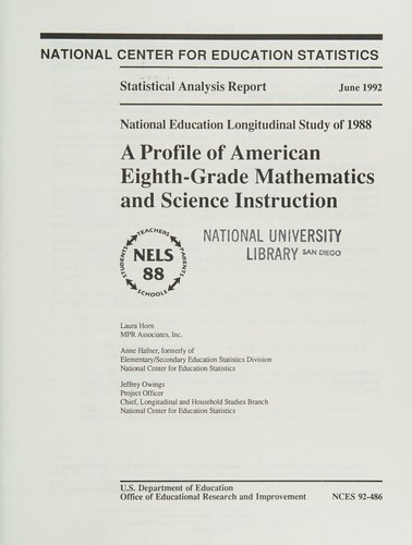 Cover for National Education Longitudinal Study of 1988