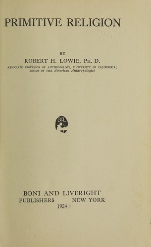Cover for Primitive religion