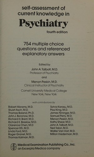 Cover for Self-assessment of current knowledge in psychiatry