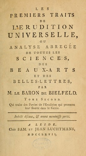 Cover for Les premiers traits de l'erudition universelle