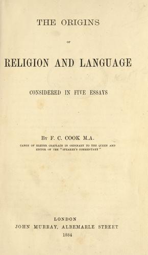 Cover for The origins of religion and language, considered in five essays