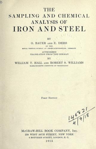 Cover for The sampling and chemical analysis of iron and steel