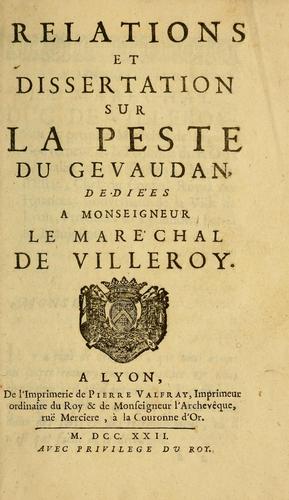 Cover for Relations et dissertation sur la peste du Gevaudan