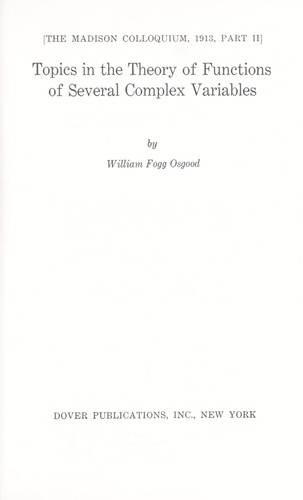 Cover for Topics in the theory of functions of several complex variables.
