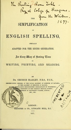 Cover for The simplification of English spelling
