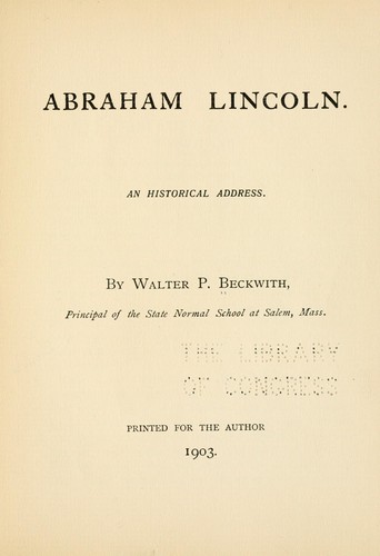 Cover for Abraham Lincoln.