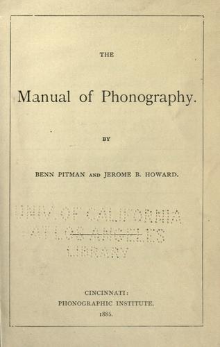 Cover for The manual of phonography.