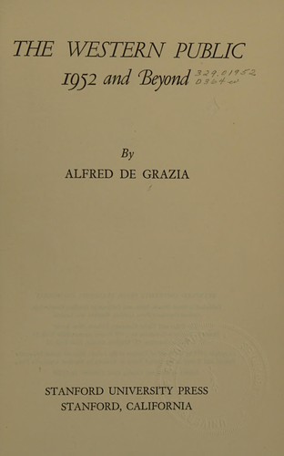 Cover for The western public, 1952 and beyond.