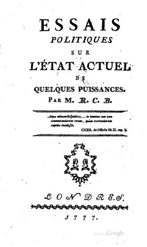 Cover for Essais politiques sur l'état actuel de quelques puissances