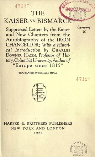 Cover for Kaiser Vs Bismarck