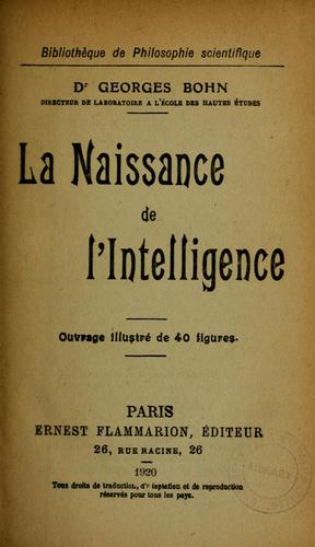 Cover for La naissance de l'intelligence