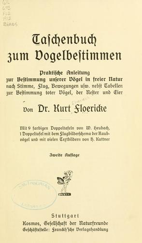 Cover for Taschenbuch zum Vogelbestimmen ...