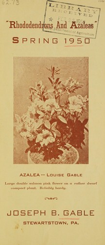 Cover for Rhododendrons and azaleas, spring 1950