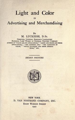 Cover for Light and color in advertising and merchandising