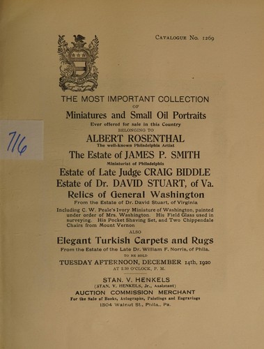 Cover for The most important collection of miniatures and small oil portraits ever offered for sale in this country