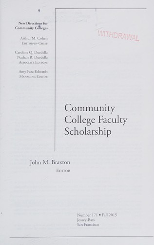 Cover for Community College Faculty Scholarship