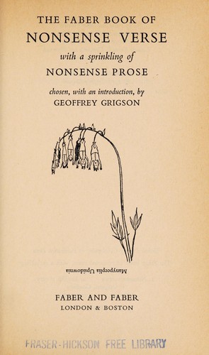 Cover for The Faber book of nonsense verse / edited by Geoffrey Grigson.