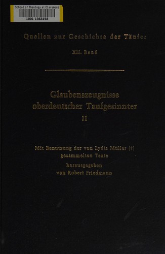 Cover for Glaubenszeugnisse oberdeutscher Taufgesinnter, II