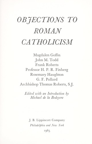 Cover for Objections to Roman Catholicism