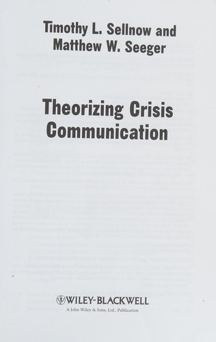 Cover for Theorizing Crisis Communication
