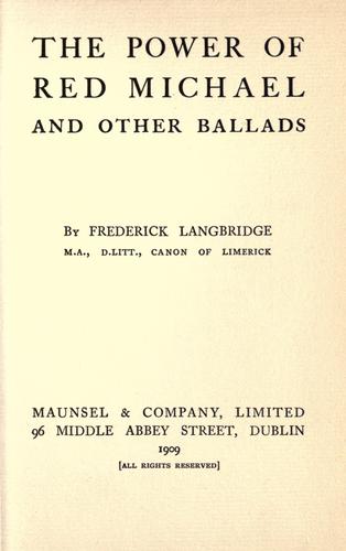 Cover for The power of Red Michael and other ballads