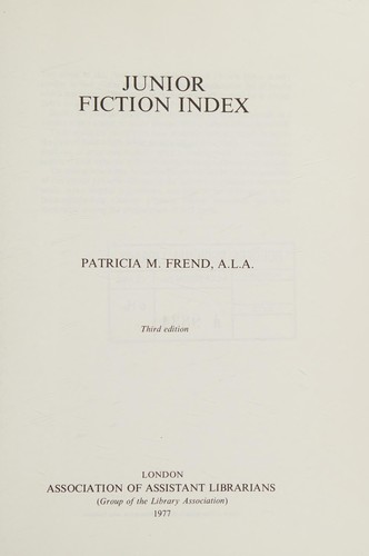 Cover for Junior fiction index