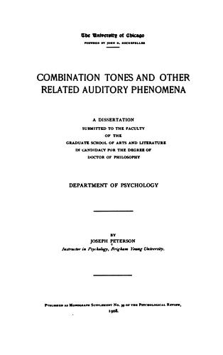 Cover for Combination tones and other related auditory phenomena.