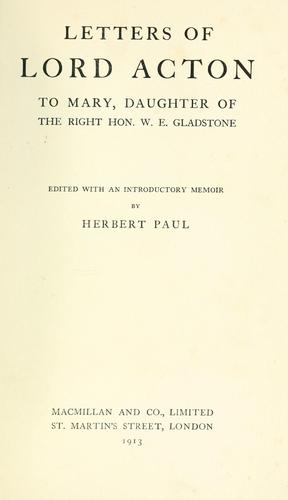 Cover for Letters of Lord Acton to Mary