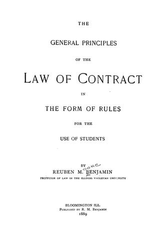 Cover for The general principles of the law of contract in the form of rules
