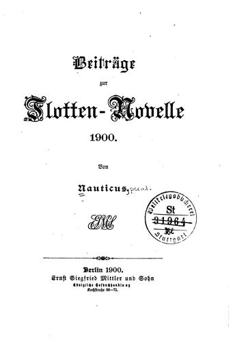 Cover for Beiträge zur Flotten-novelle, 1900.