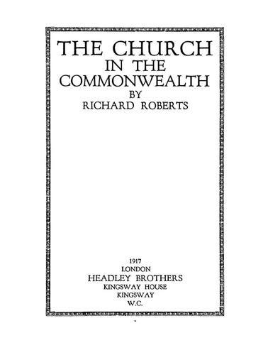 Cover for The church in the commonwealth