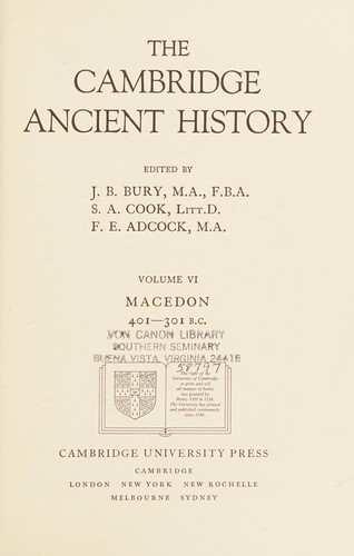 Cover for Macedon, 401-301 B.C. (Cambridge Ancient History Series, Vol 6)