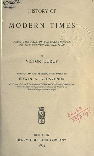 Cover for History of modern times from the fall of Constantinople to the French Revolution.